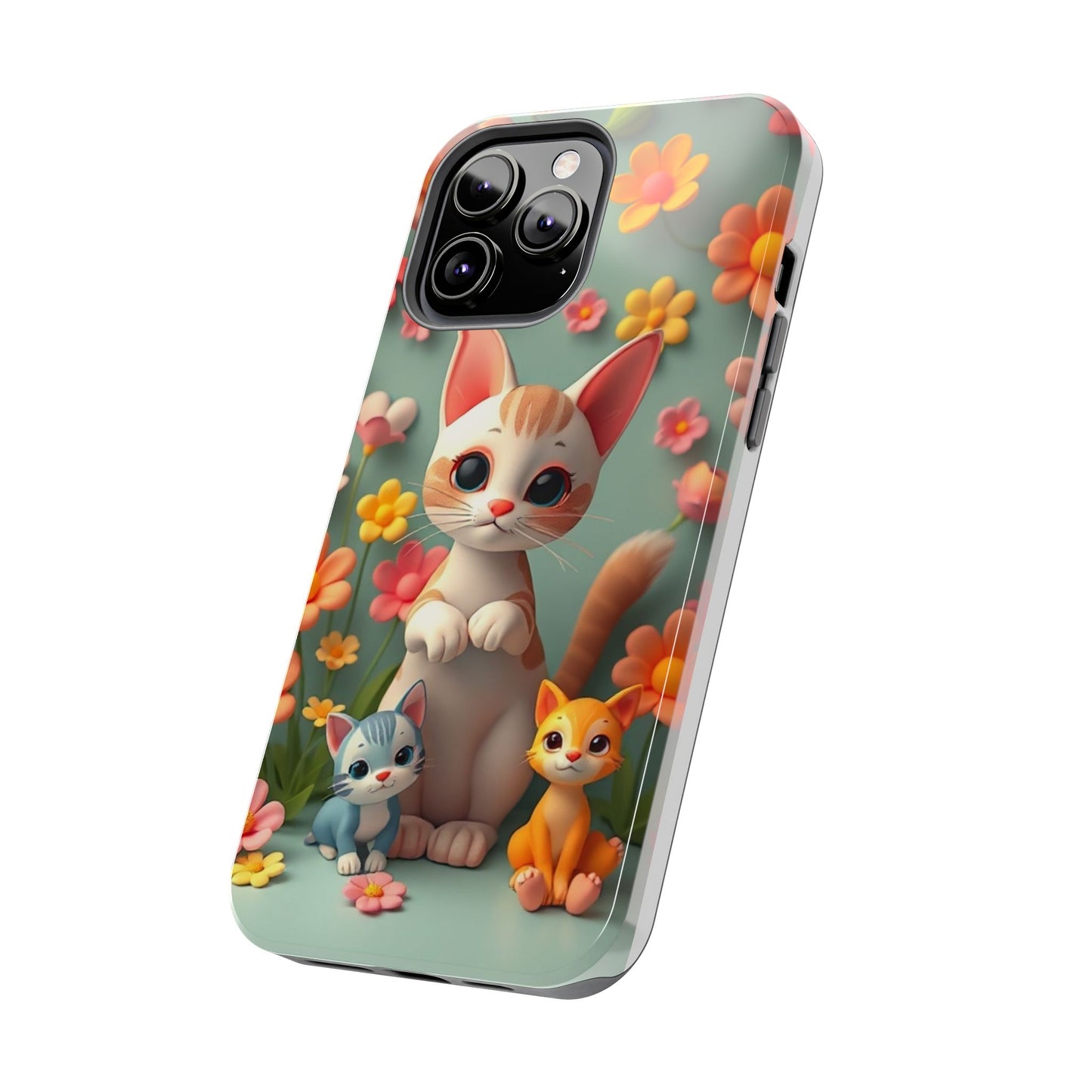 Kittens-n-Flowers Impact-Resistant Phone Case