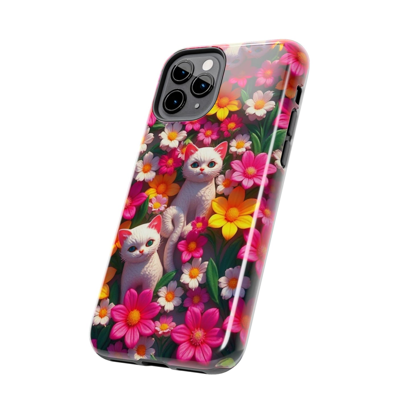 Kittens-n-Flowers Impact-Resistant Phone Case