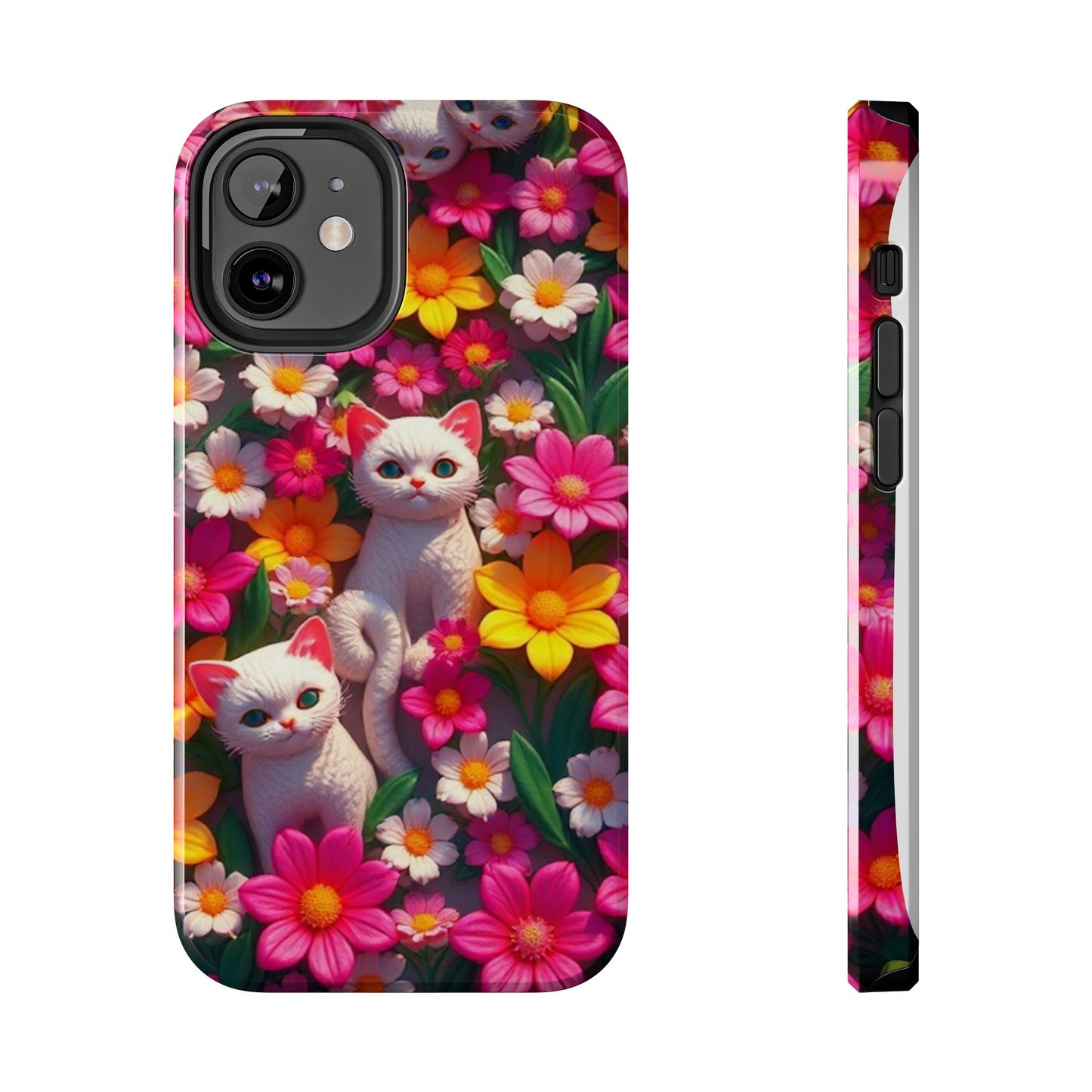 Kittens-n-Flowers Impact-Resistant Phone Case