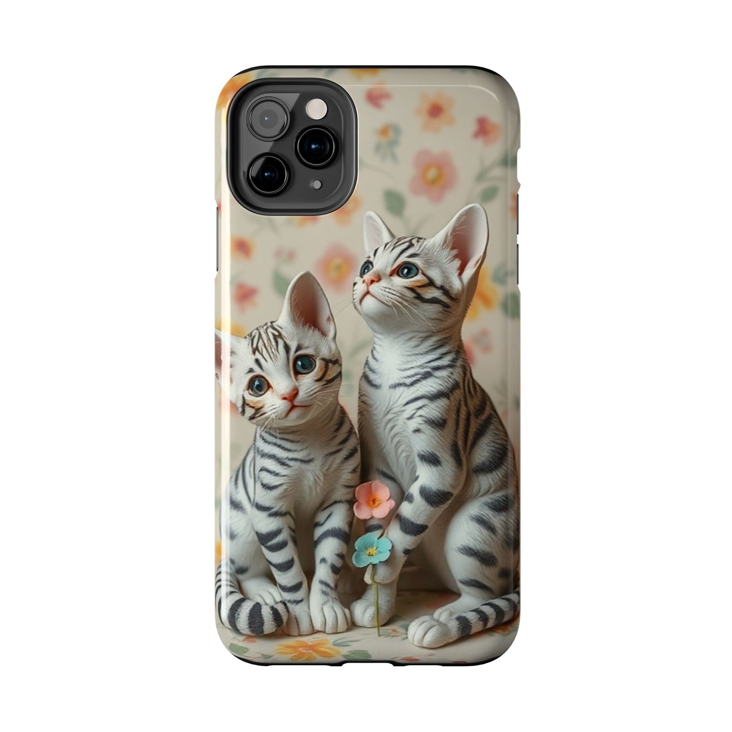 Kittens-n-Flowers Impact-Resistant Phone Case