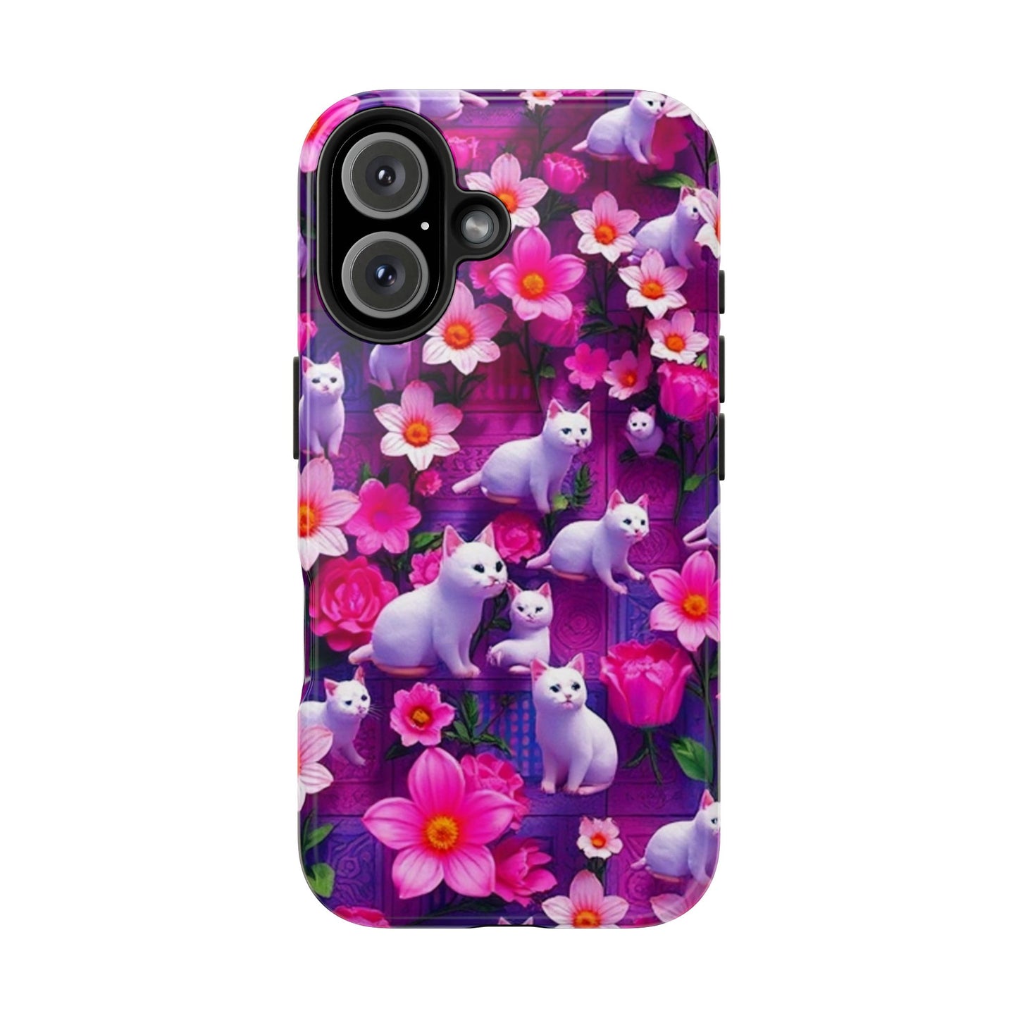 Kittens-n-Flowers Impact-Resistant Phone Case