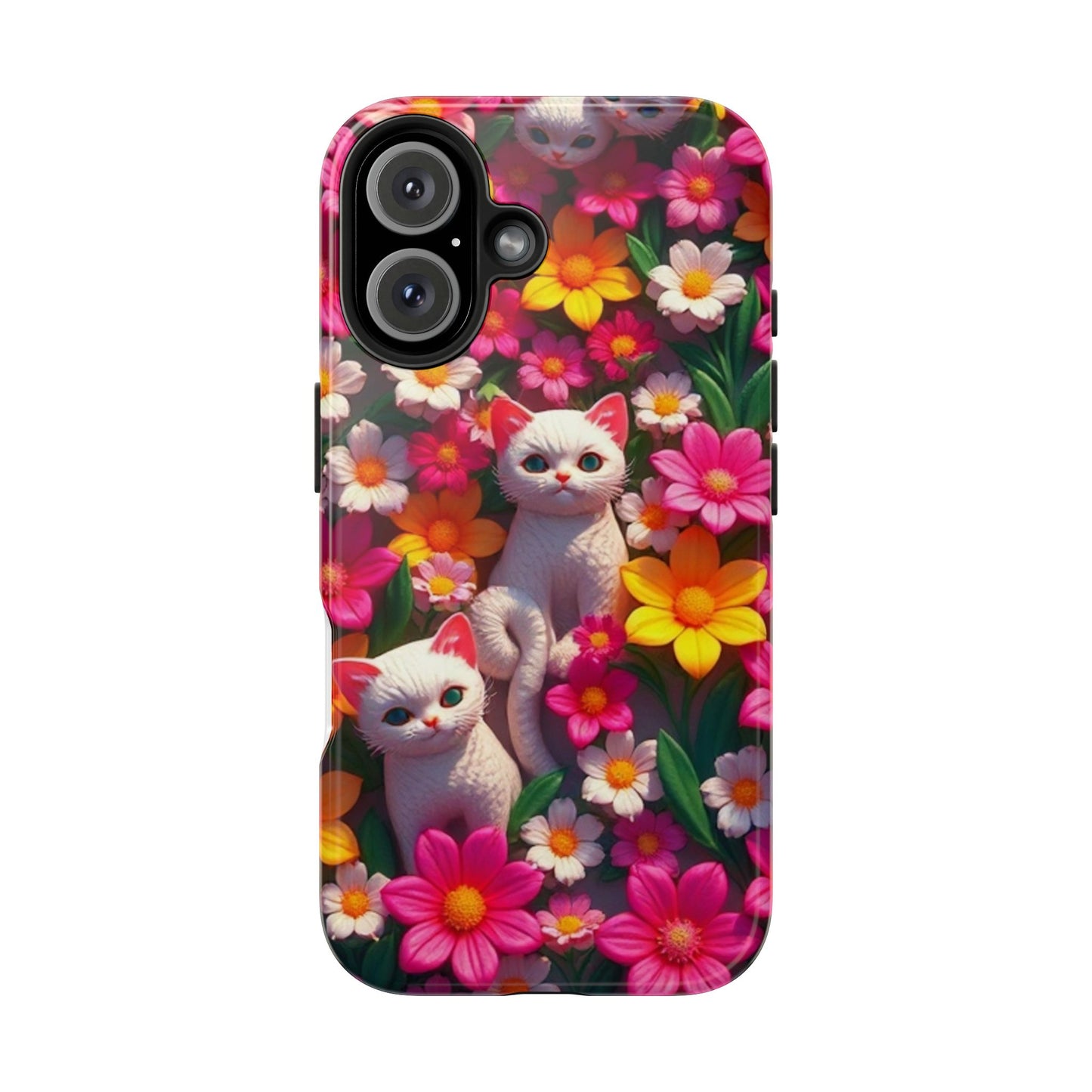 Kittens-n-Flowers Impact-Resistant Phone Case