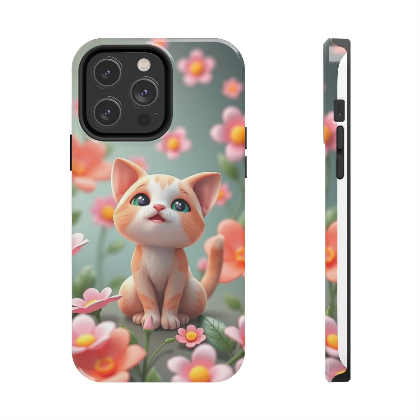 Kittens-n-Flowers Impact-Resistant Phone Case