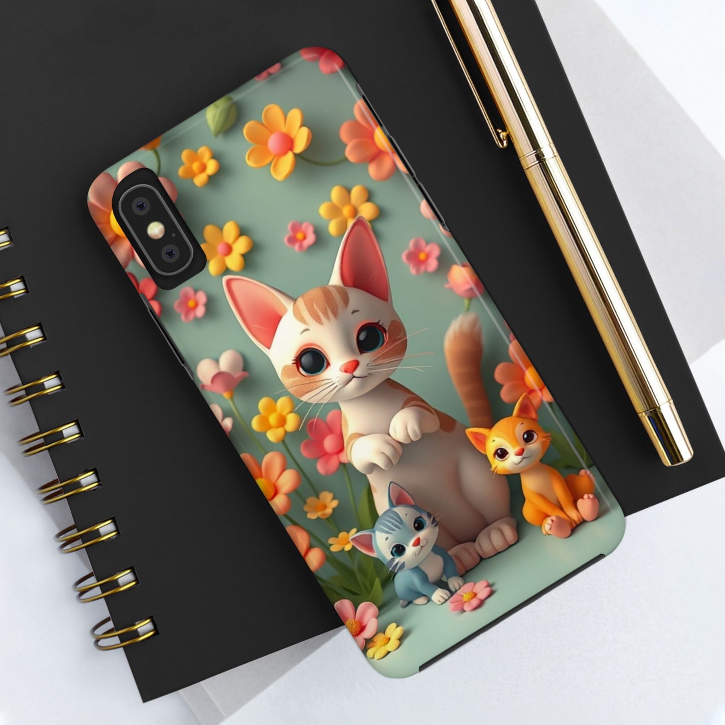 Kittens-n-Flowers Impact-Resistant Phone Case