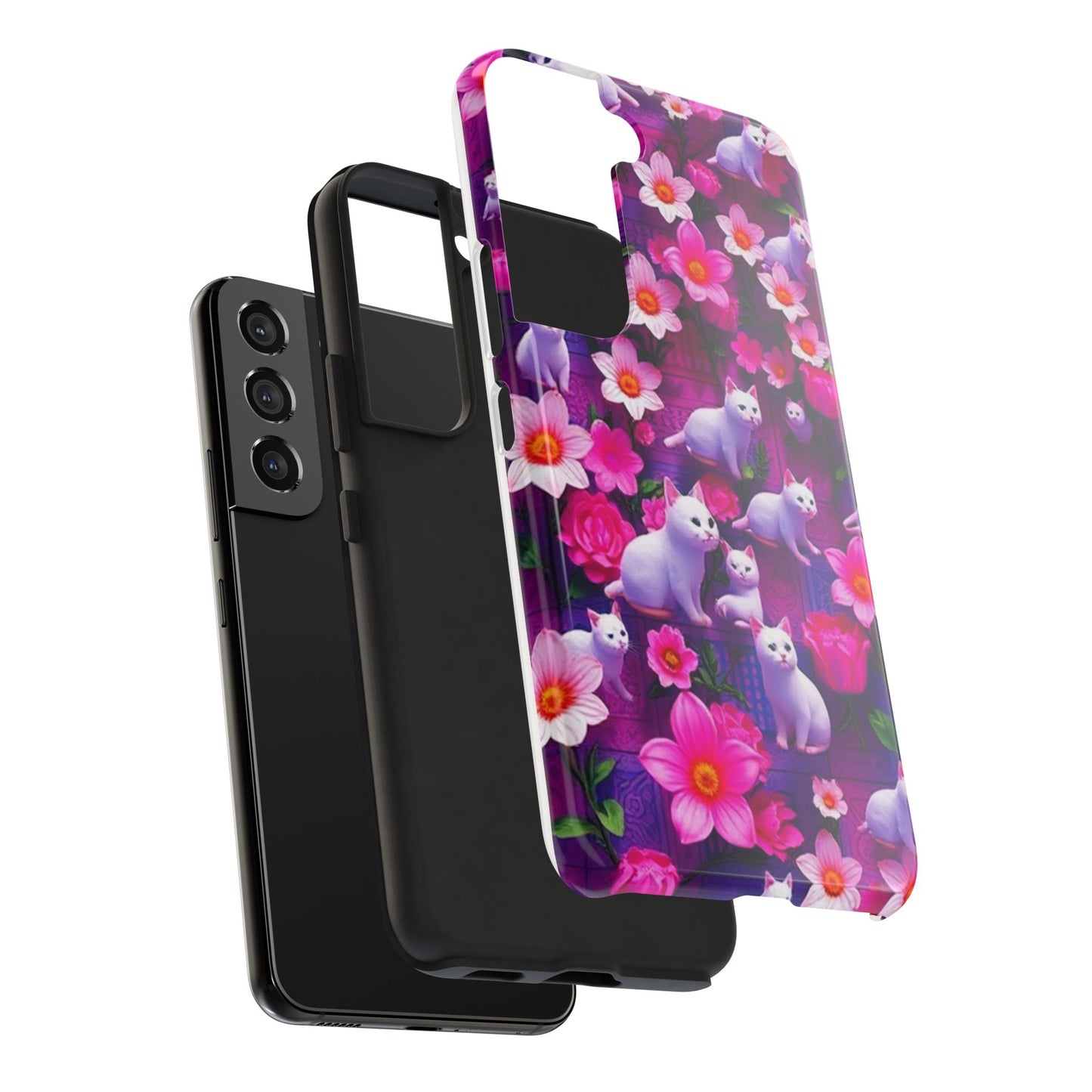 Kittens-n-Flowers Impact-Resistant Phone Case