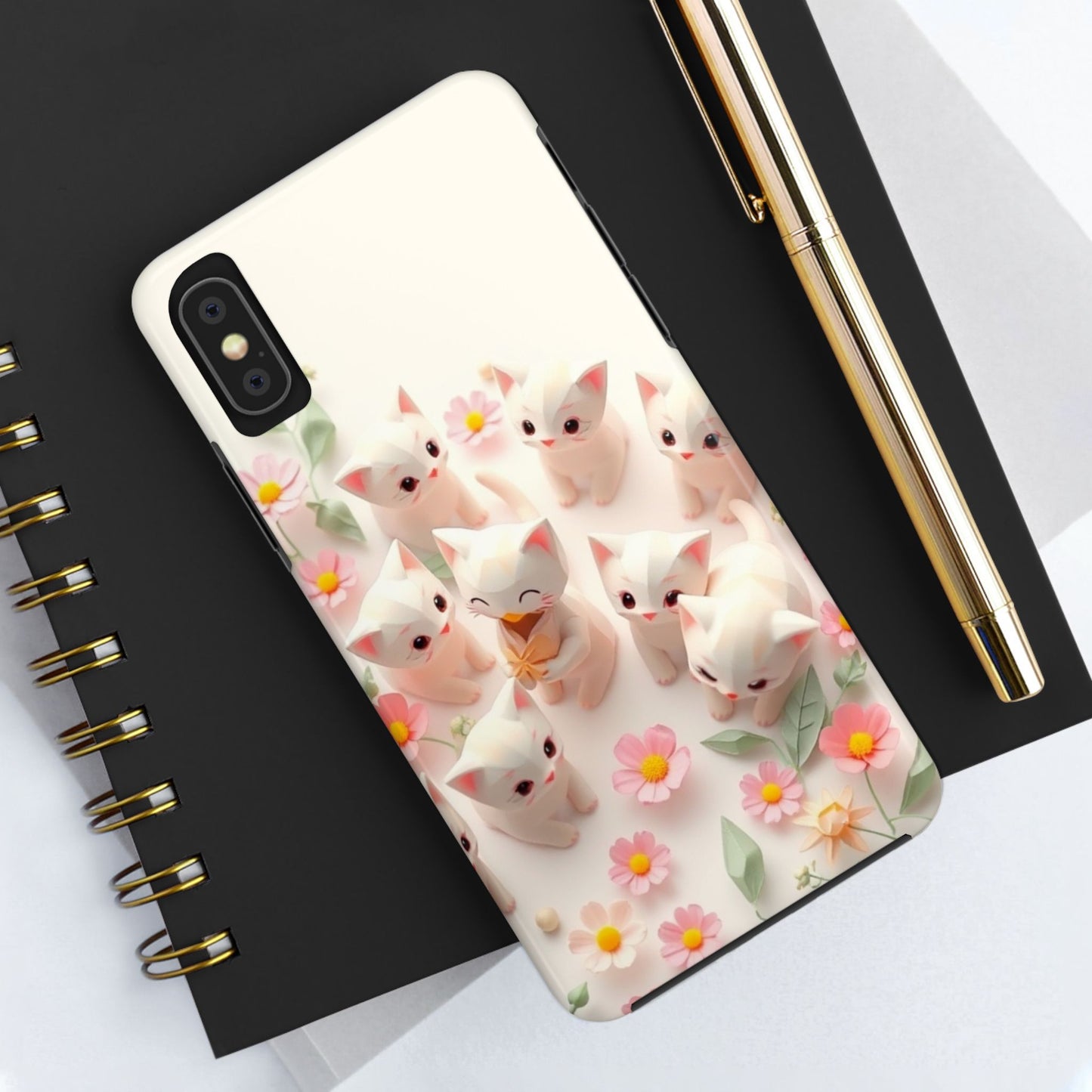 Kittens-n-Flowers Impact-Resistant Phone Case