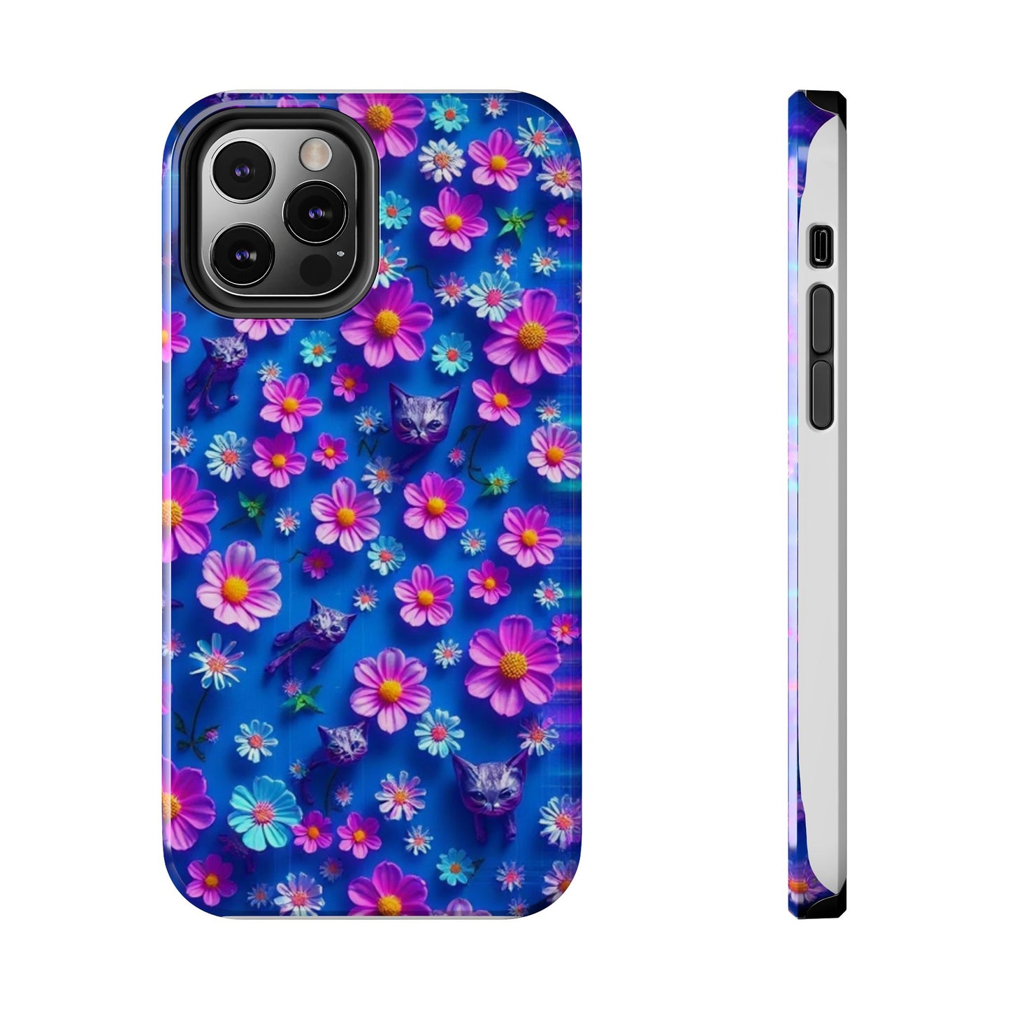 Kittens-n-Flowers Impact-Resistant Phone Case