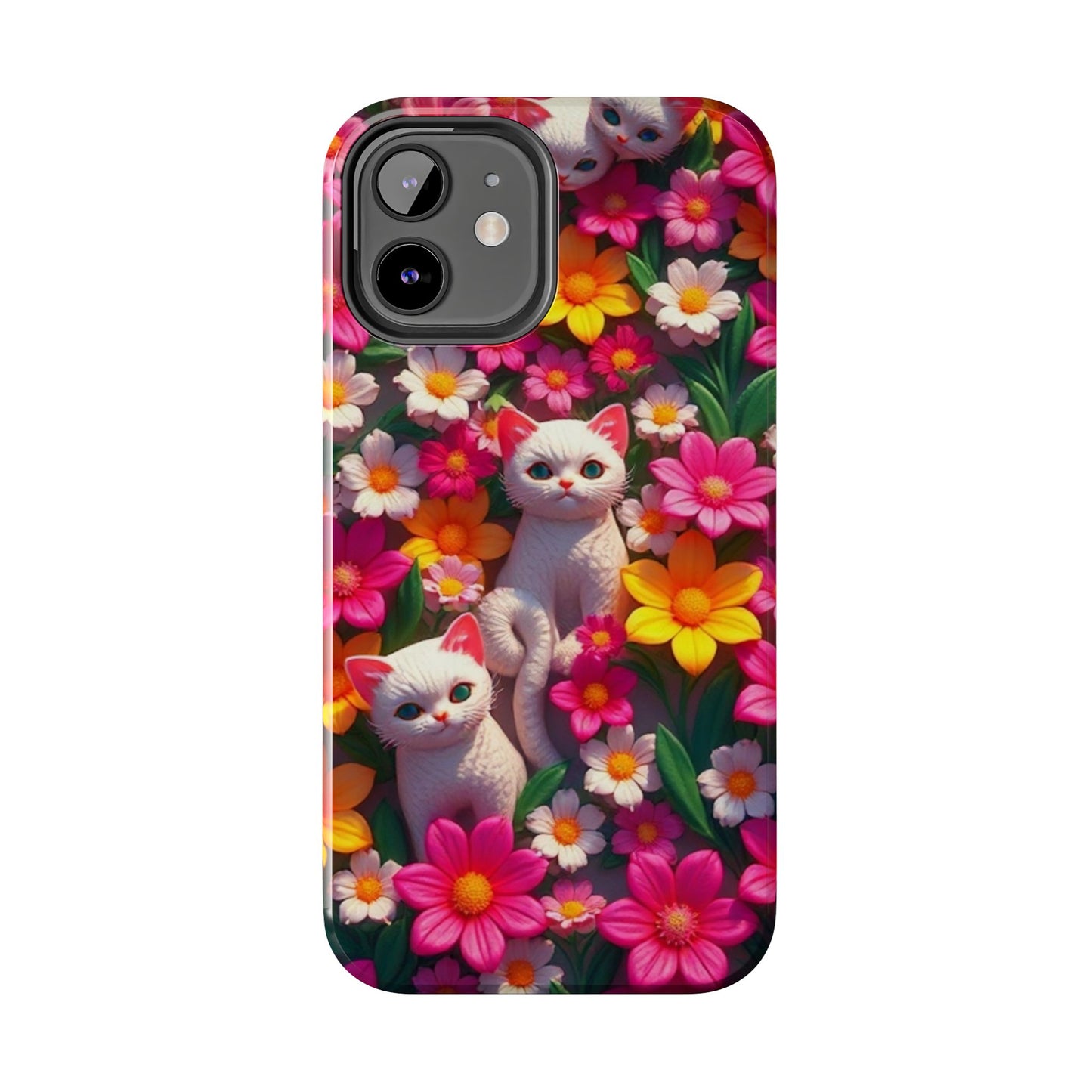 Kittens-n-Flowers Impact-Resistant Phone Case