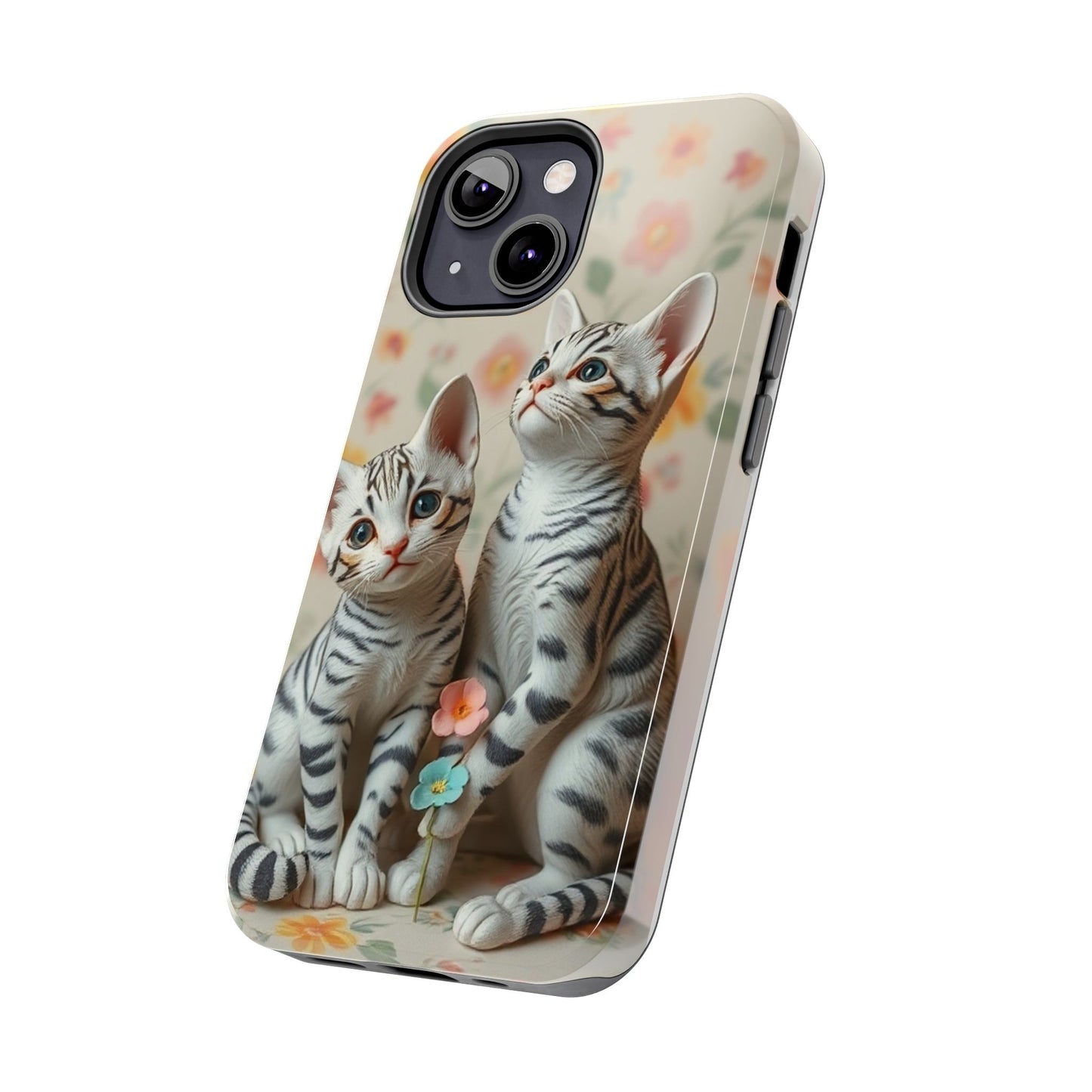 Kittens-n-Flowers Impact-Resistant Phone Case