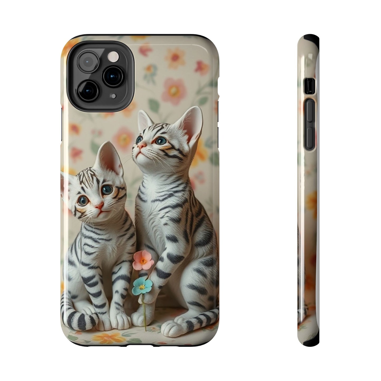 Kittens-n-Flowers Impact-Resistant Phone Case