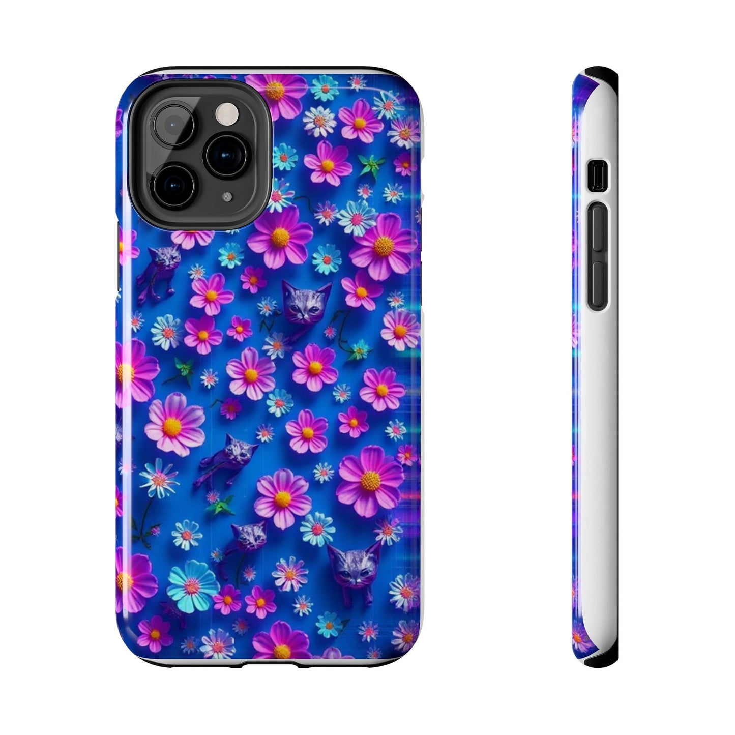 Kittens-n-Flowers Impact-Resistant Phone Case