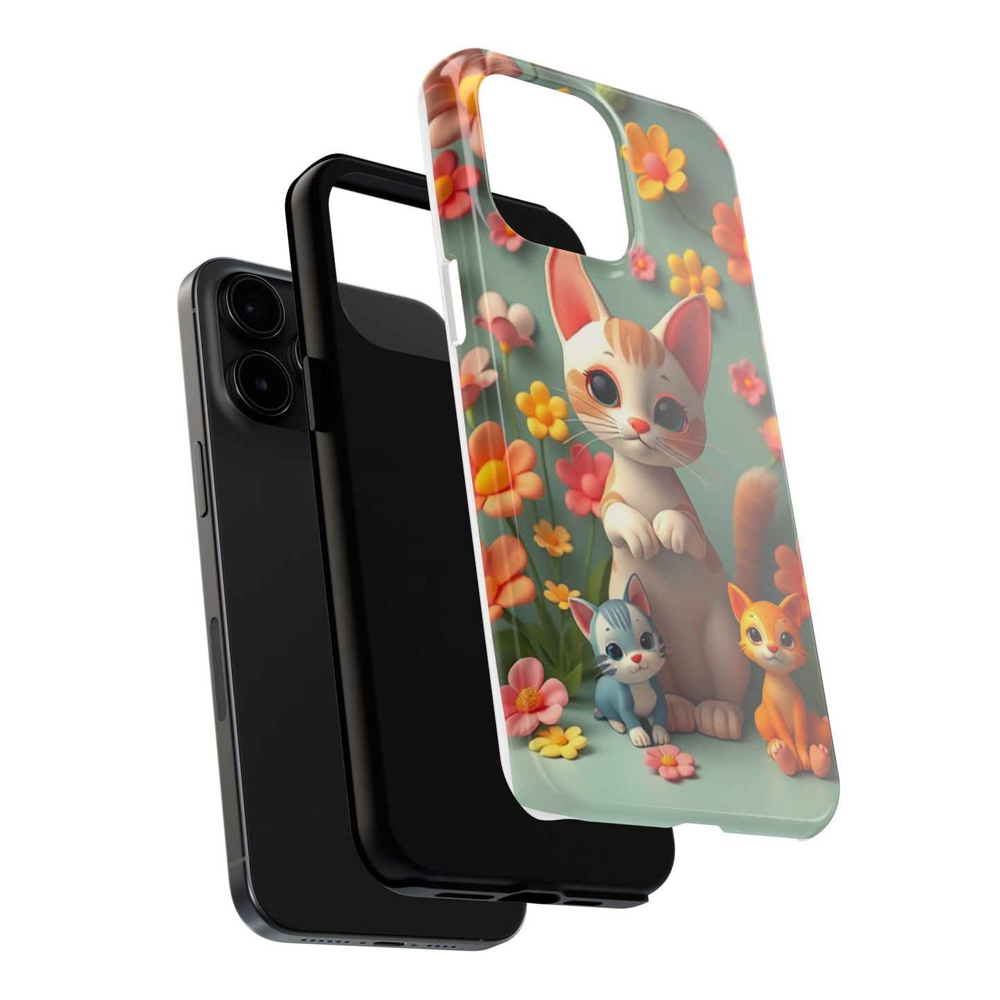 Kittens-n-Flowers Impact-Resistant Phone Case