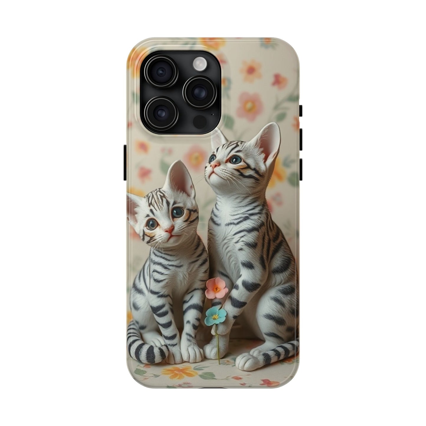 Kittens-n-Flowers Impact-Resistant Phone Case