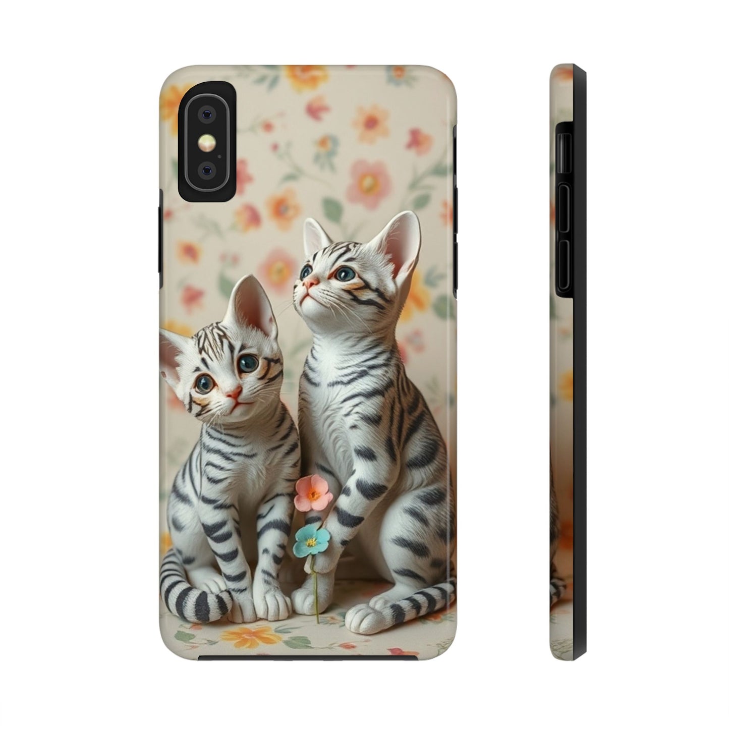 Kittens-n-Flowers Impact-Resistant Phone Case