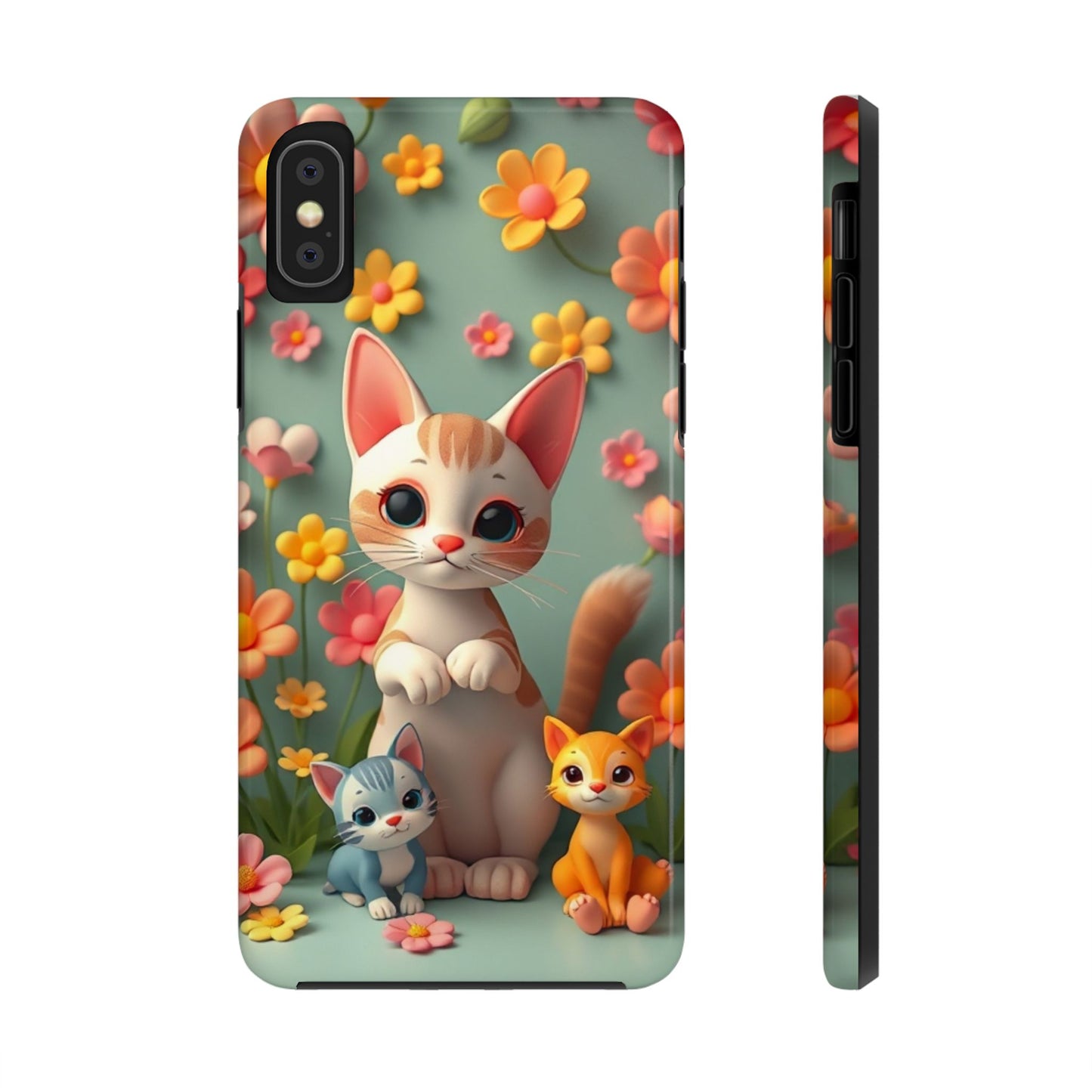 Kittens-n-Flowers Impact-Resistant Phone Case