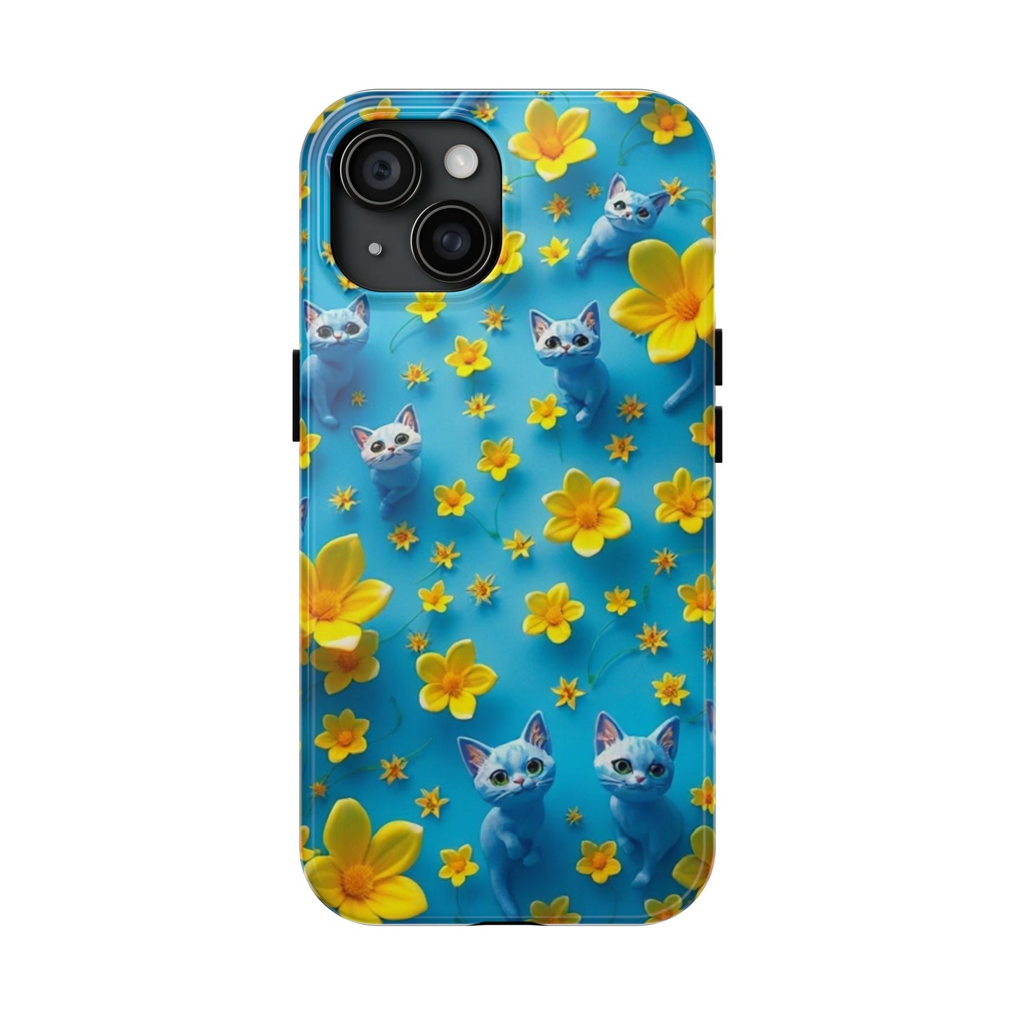 Kittens-n-Flowers Impact-Resistant Phone Case