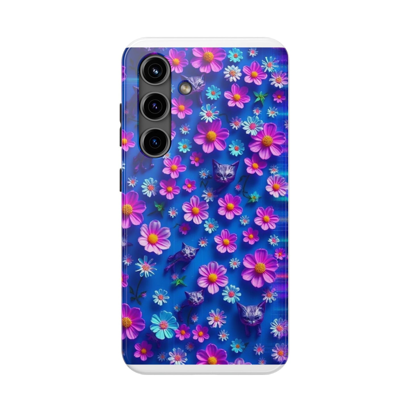 Kittens-n-Flowers Impact-Resistant Phone Case