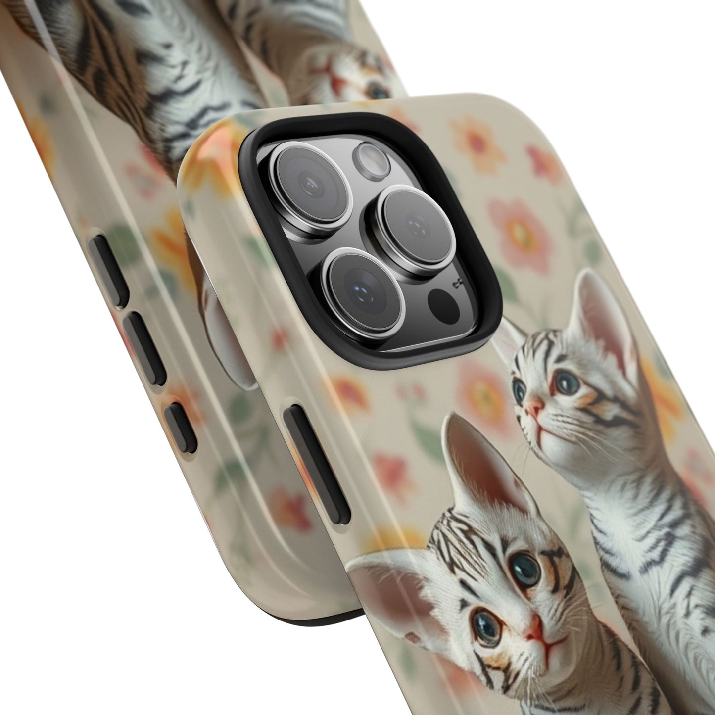 Kittens-n-Flowers Impact-Resistant Phone Case