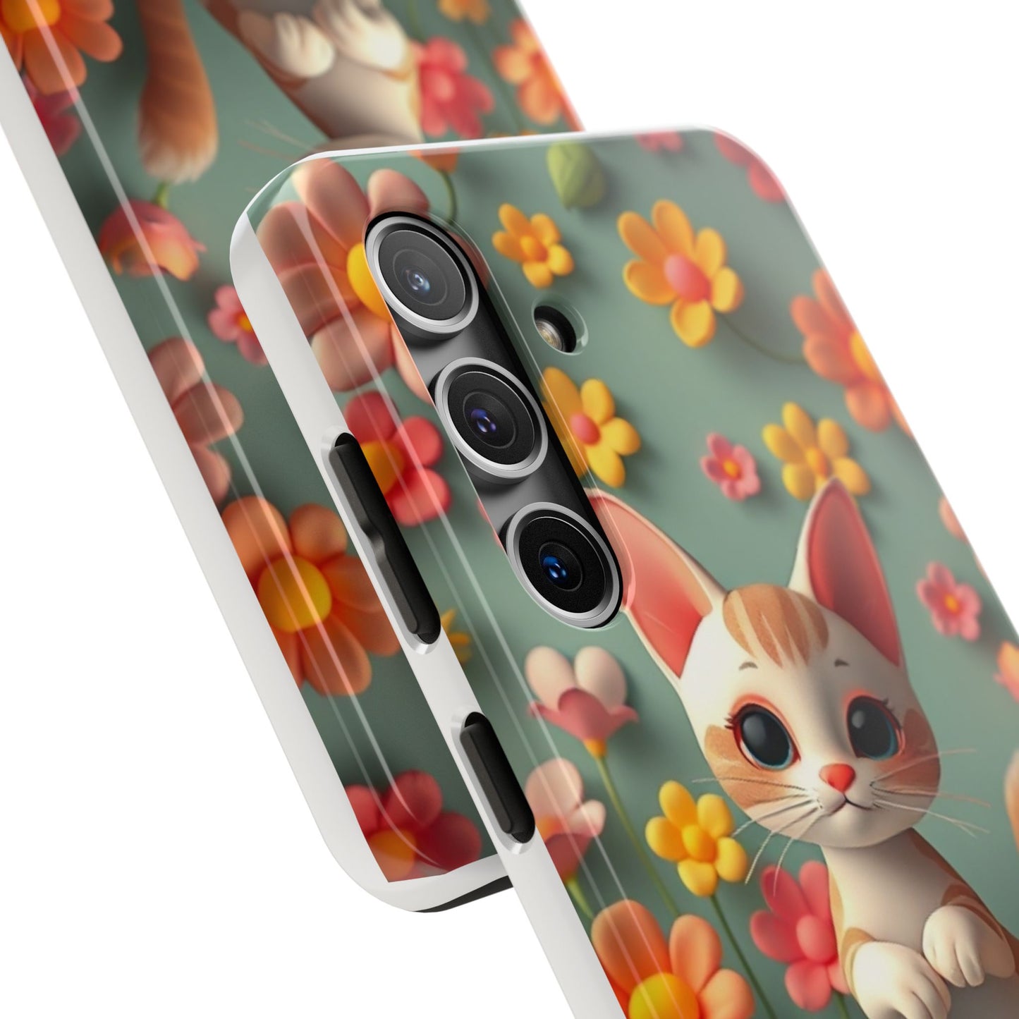 Kittens-n-Flowers Impact-Resistant Phone Case