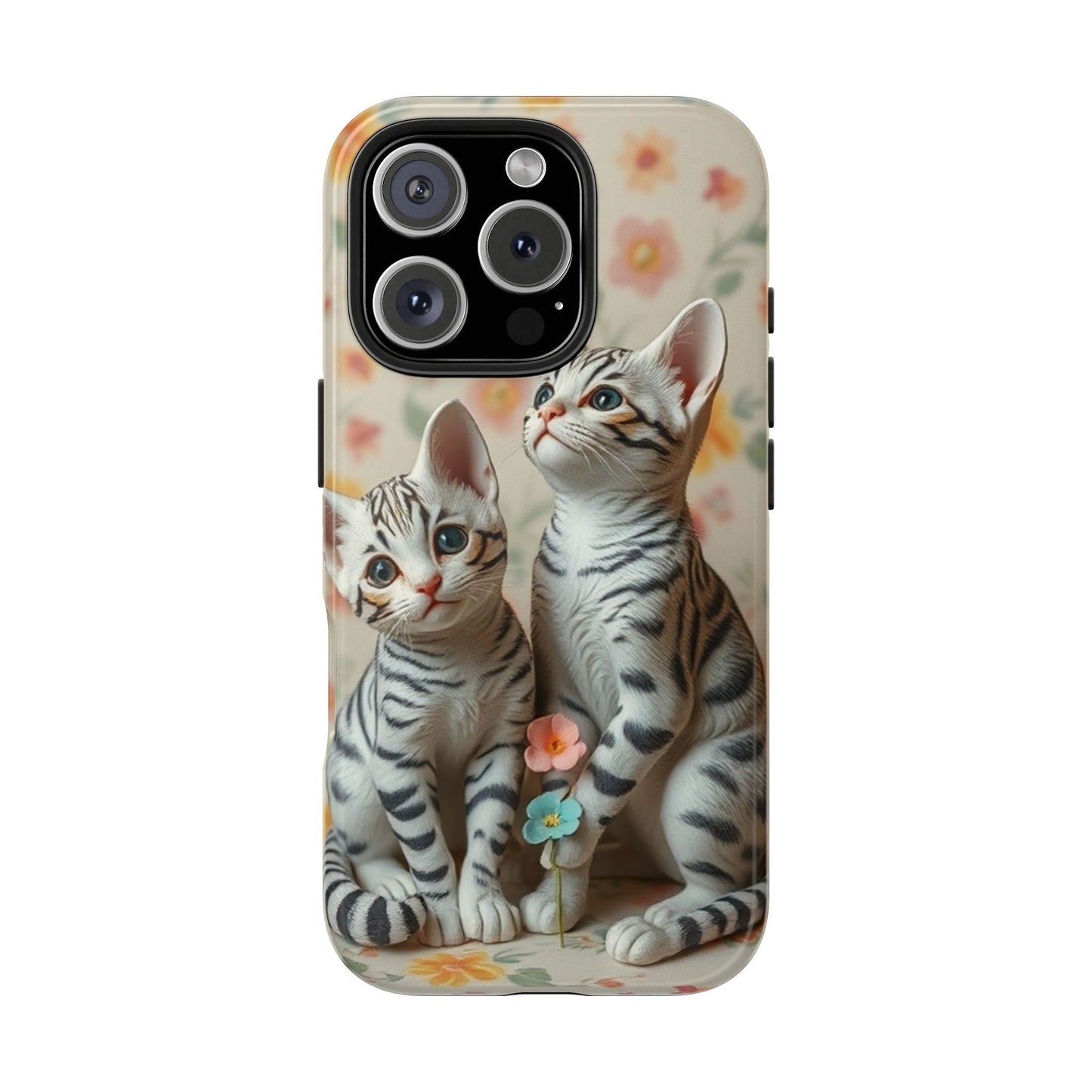 Kittens-n-Flowers Impact-Resistant Phone Case