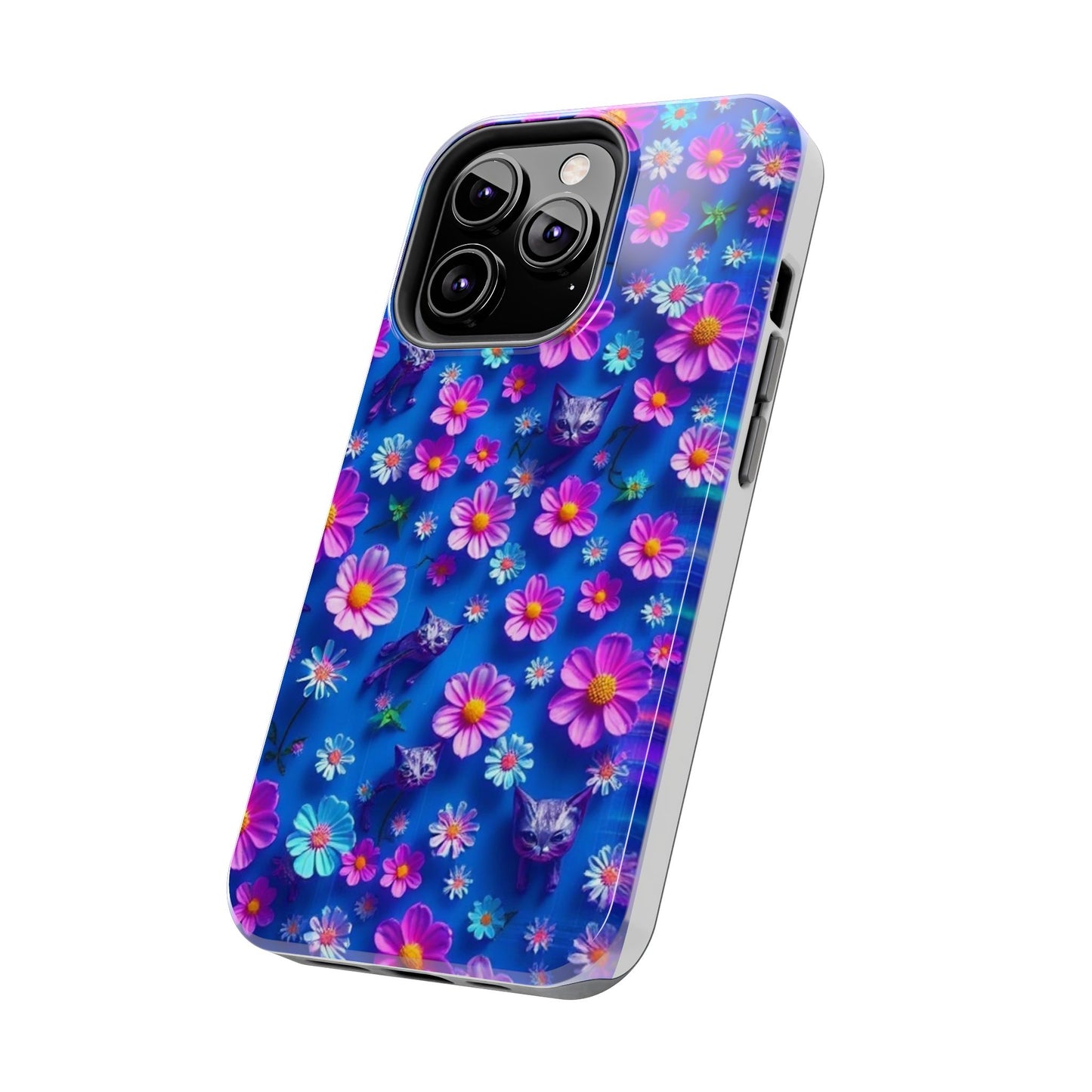 Kittens-n-Flowers Impact-Resistant Phone Case