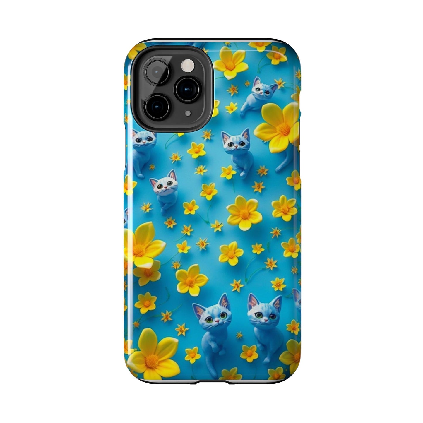 Kittens-n-Flowers Impact-Resistant Phone Case