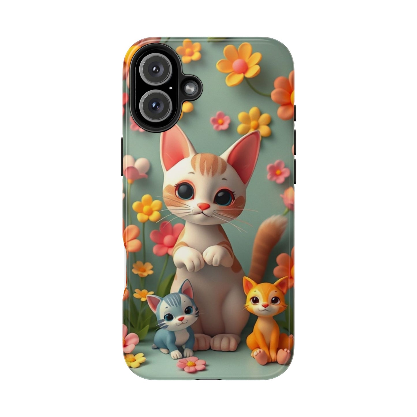 Kittens-n-Flowers Impact-Resistant Phone Case