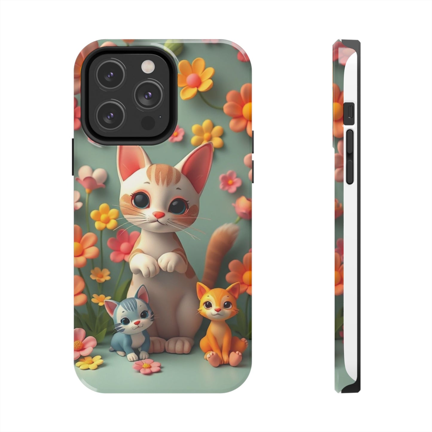 Kittens-n-Flowers Impact-Resistant Phone Case