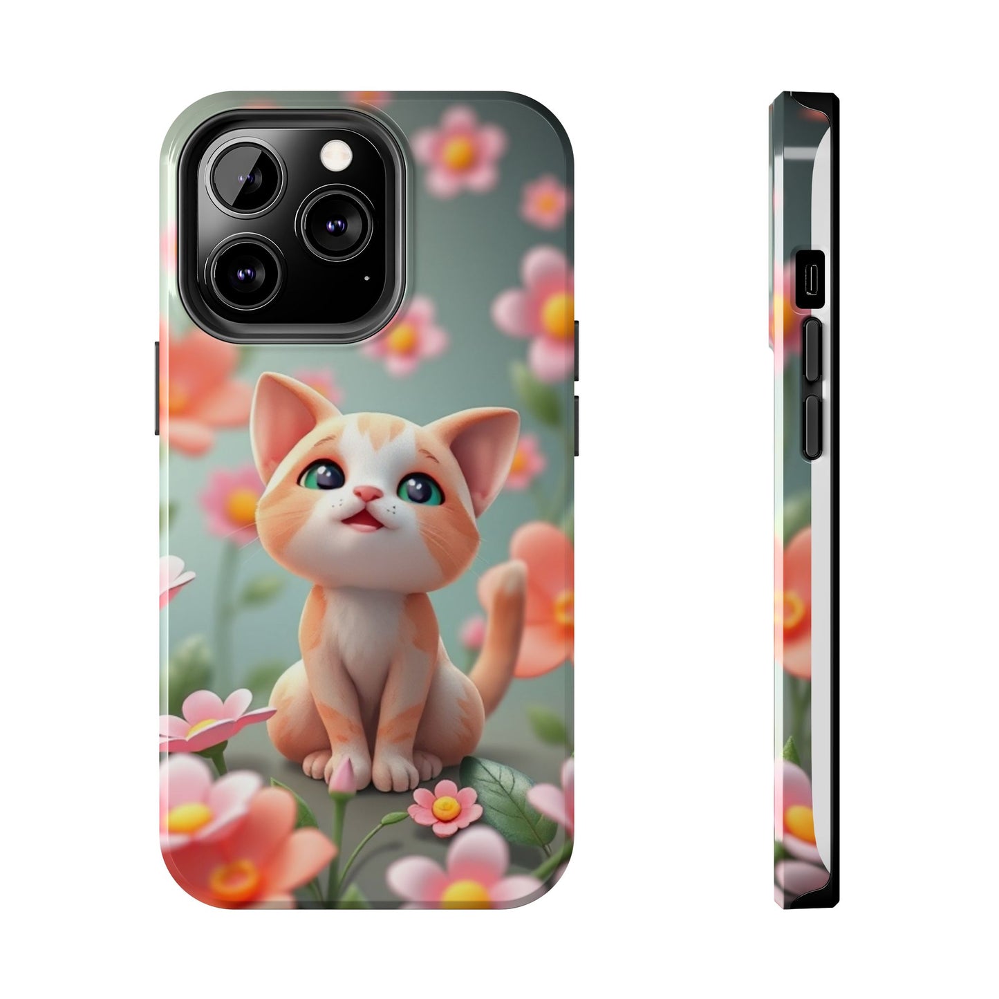 Kittens-n-Flowers Impact-Resistant Phone Case