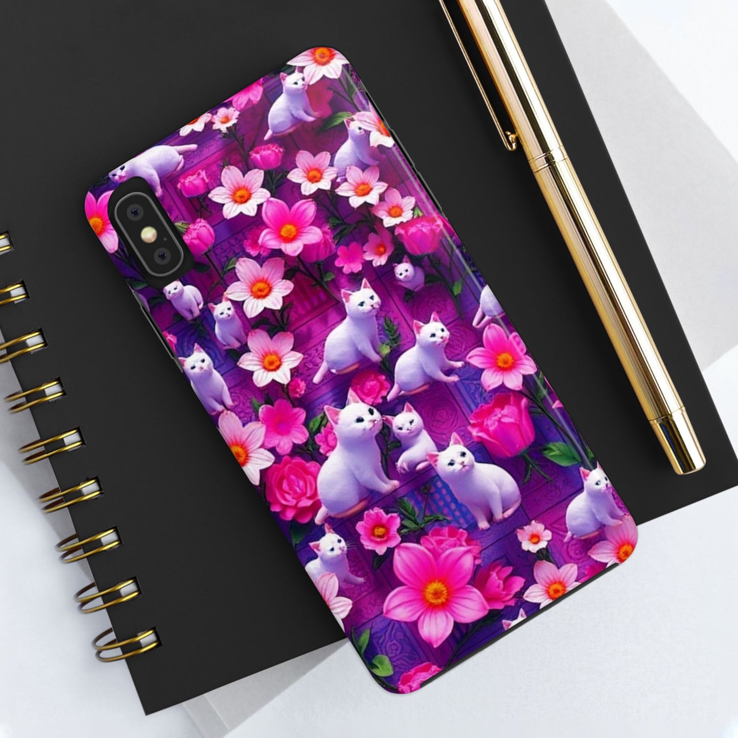 Kittens-n-Flowers Impact-Resistant Phone Case