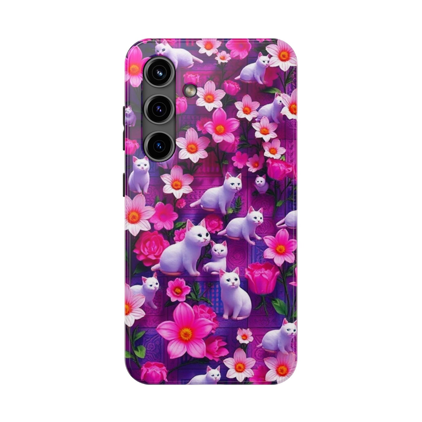 Kittens-n-Flowers Impact-Resistant Phone Case