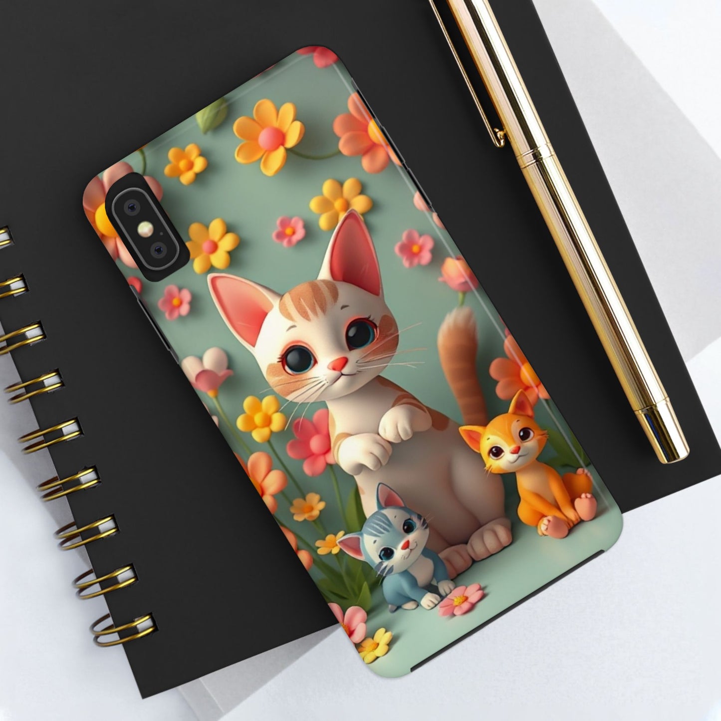 Kittens-n-Flowers Impact-Resistant Phone Case