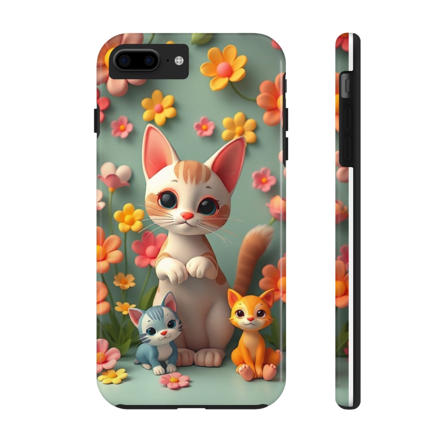 Kittens-n-Flowers Impact-Resistant Phone Case