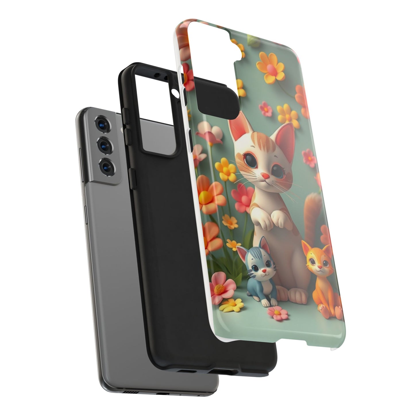 Kittens-n-Flowers Impact-Resistant Phone Case