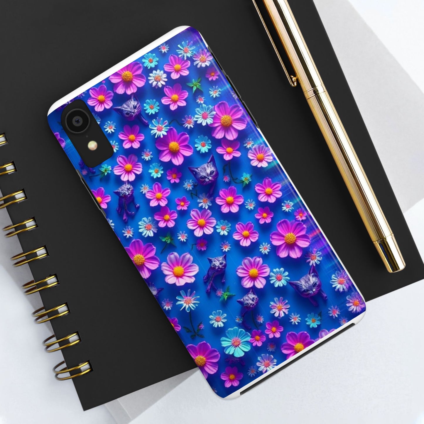 Kittens-n-Flowers Impact-Resistant Phone Case