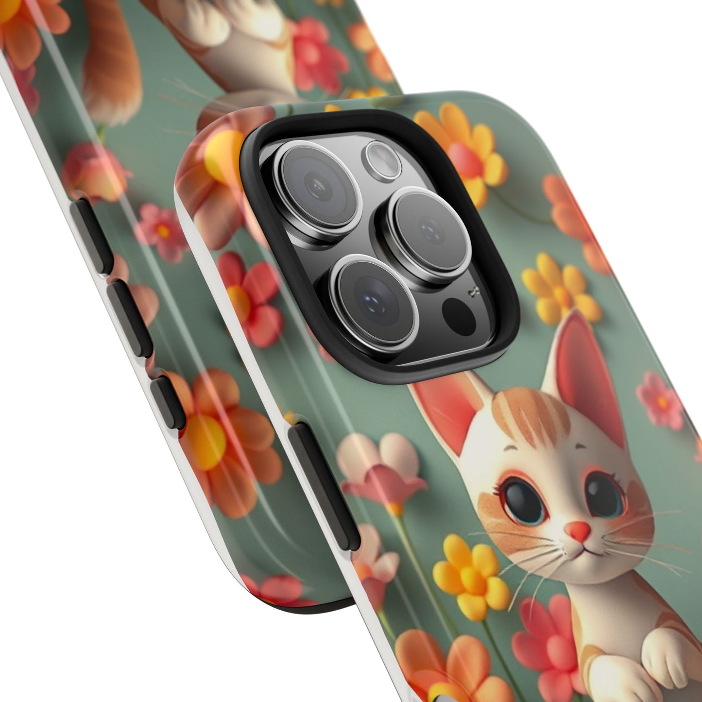 Kittens-n-Flowers Impact-Resistant Phone Case