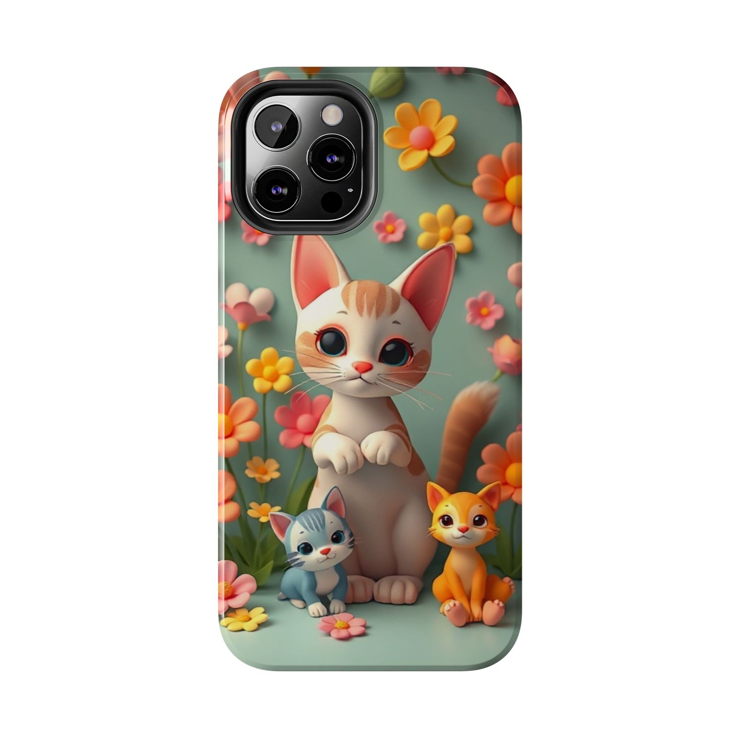 Kittens-n-Flowers Impact-Resistant Phone Case