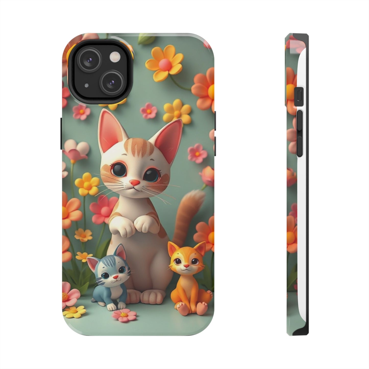 Kittens-n-Flowers Impact-Resistant Phone Case