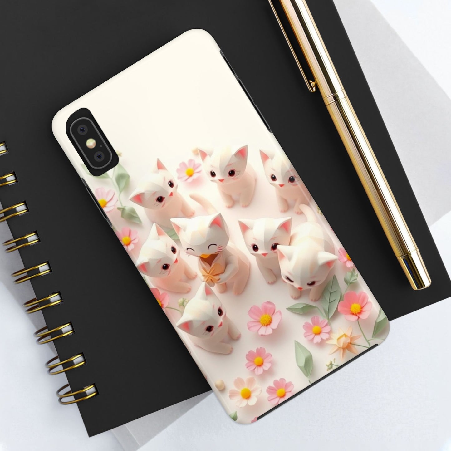 Kittens-n-Flowers Impact-Resistant Phone Case