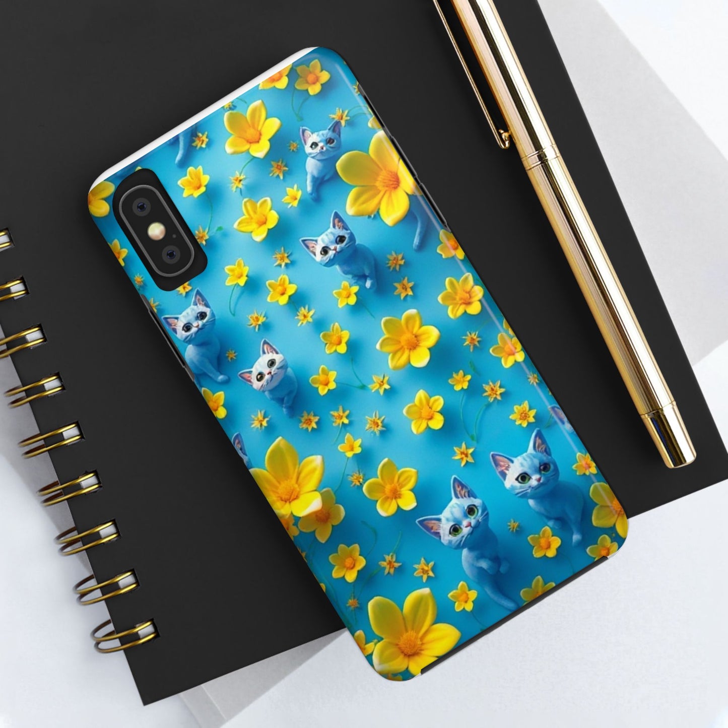 Kittens-n-Flowers Impact-Resistant Phone Case