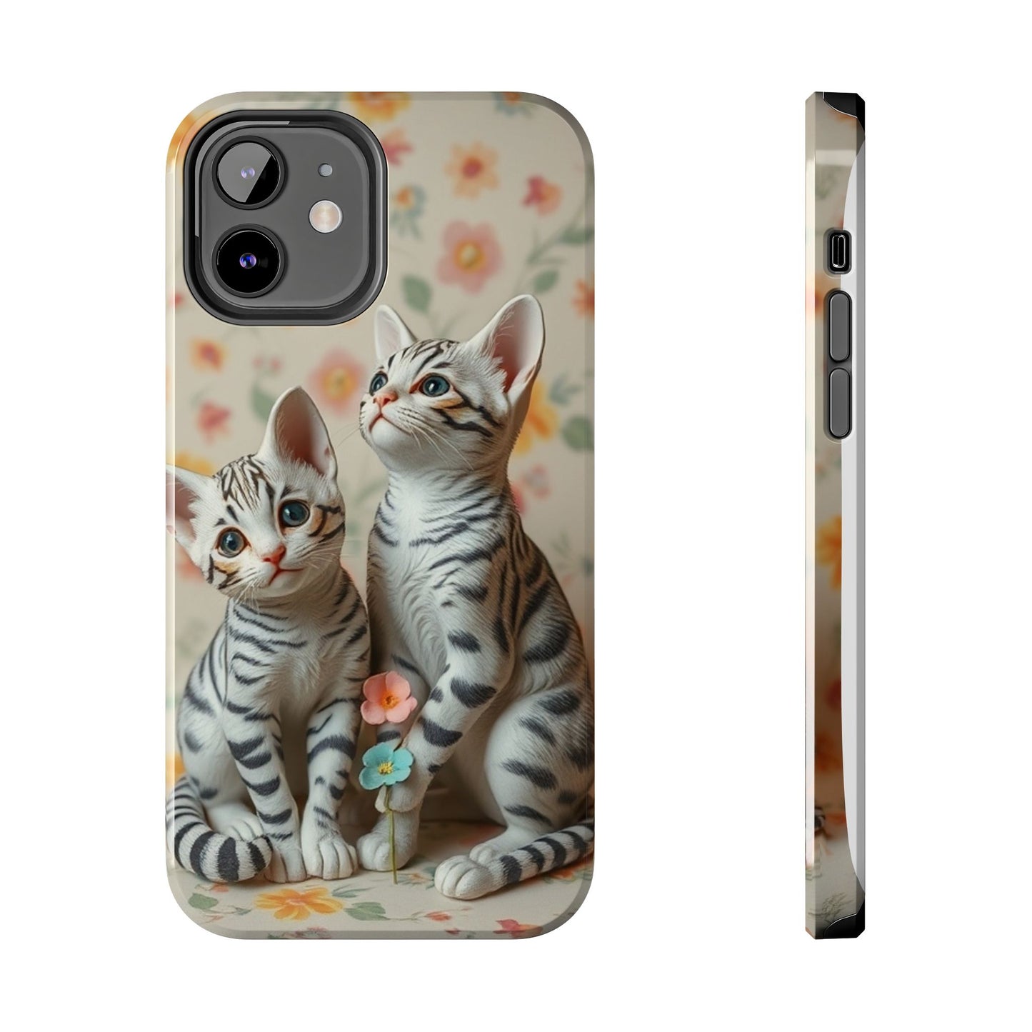 Kittens-n-Flowers Impact-Resistant Phone Case