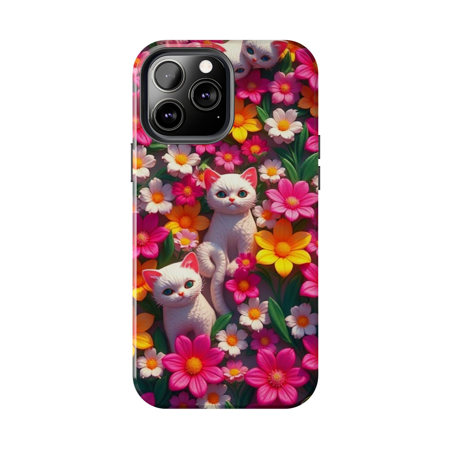 Kittens-n-Flowers Impact-Resistant Phone Case