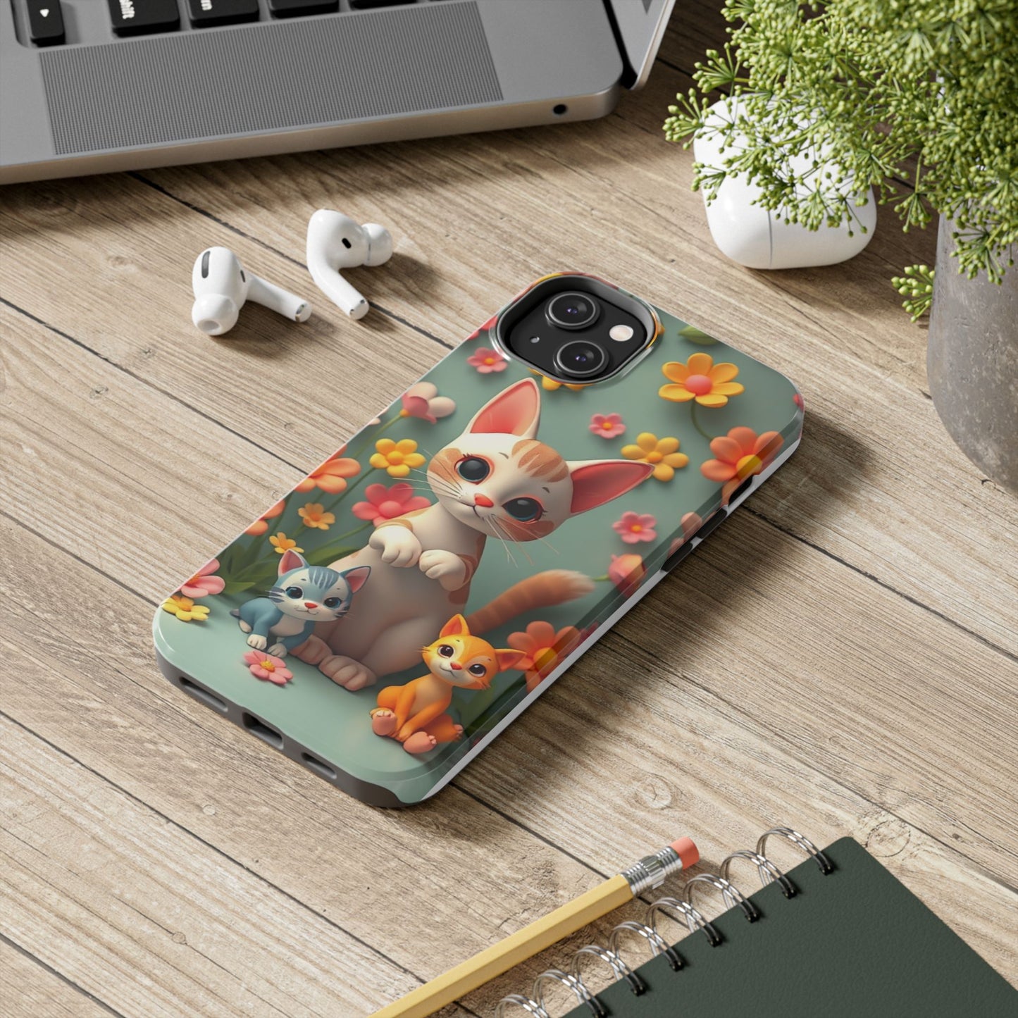 Kittens-n-Flowers Impact-Resistant Phone Case