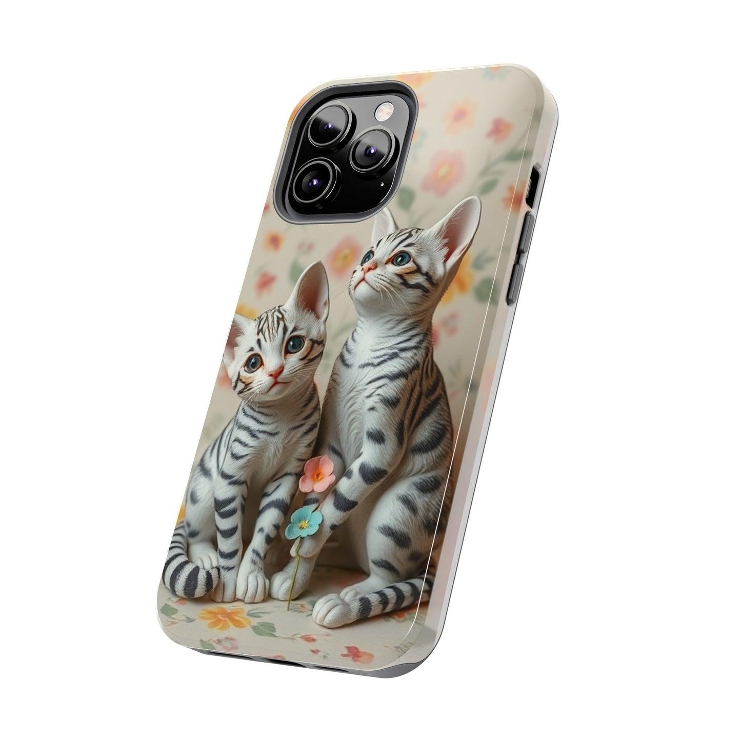 Kittens-n-Flowers Impact-Resistant Phone Case