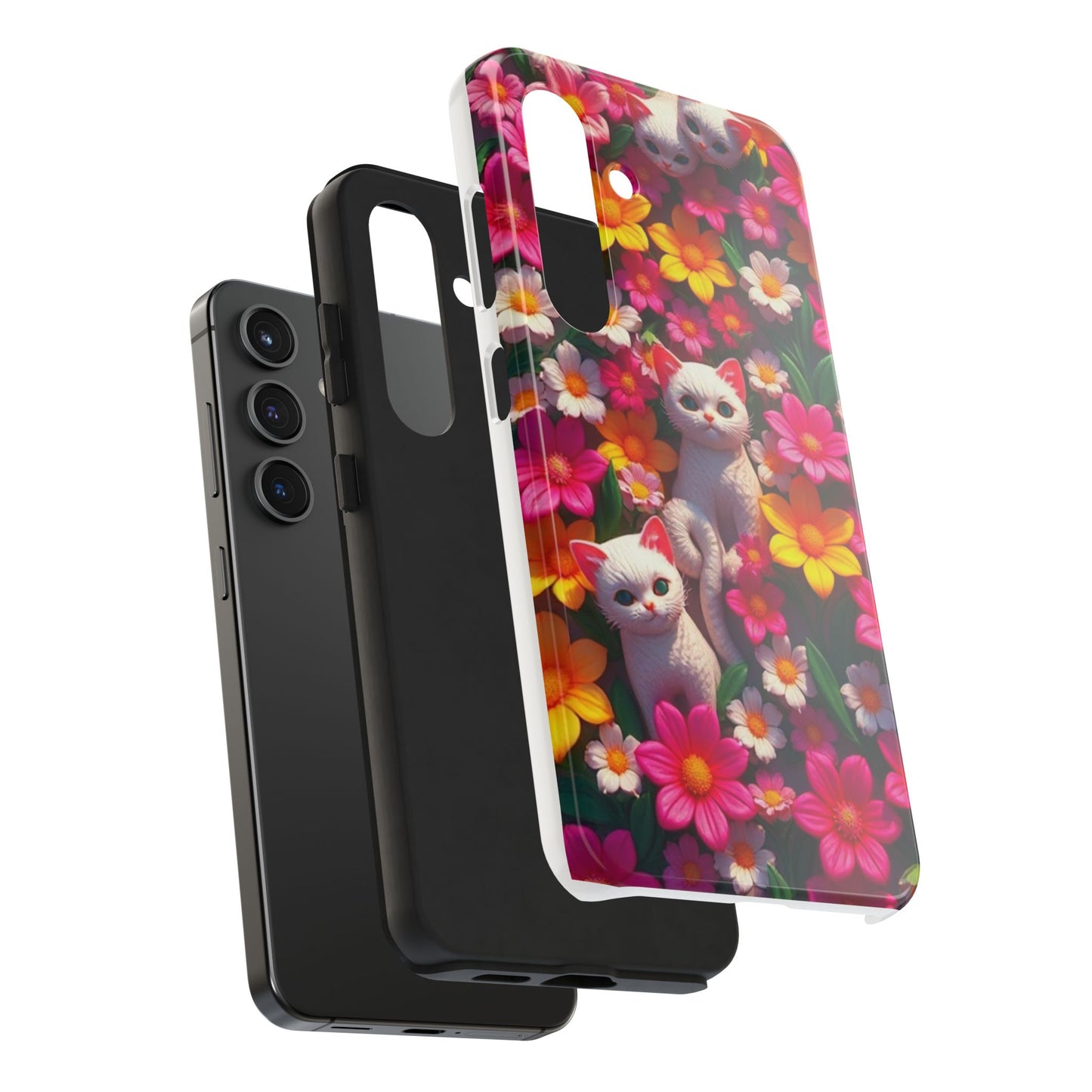 Kittens-n-Flowers Impact-Resistant Phone Case