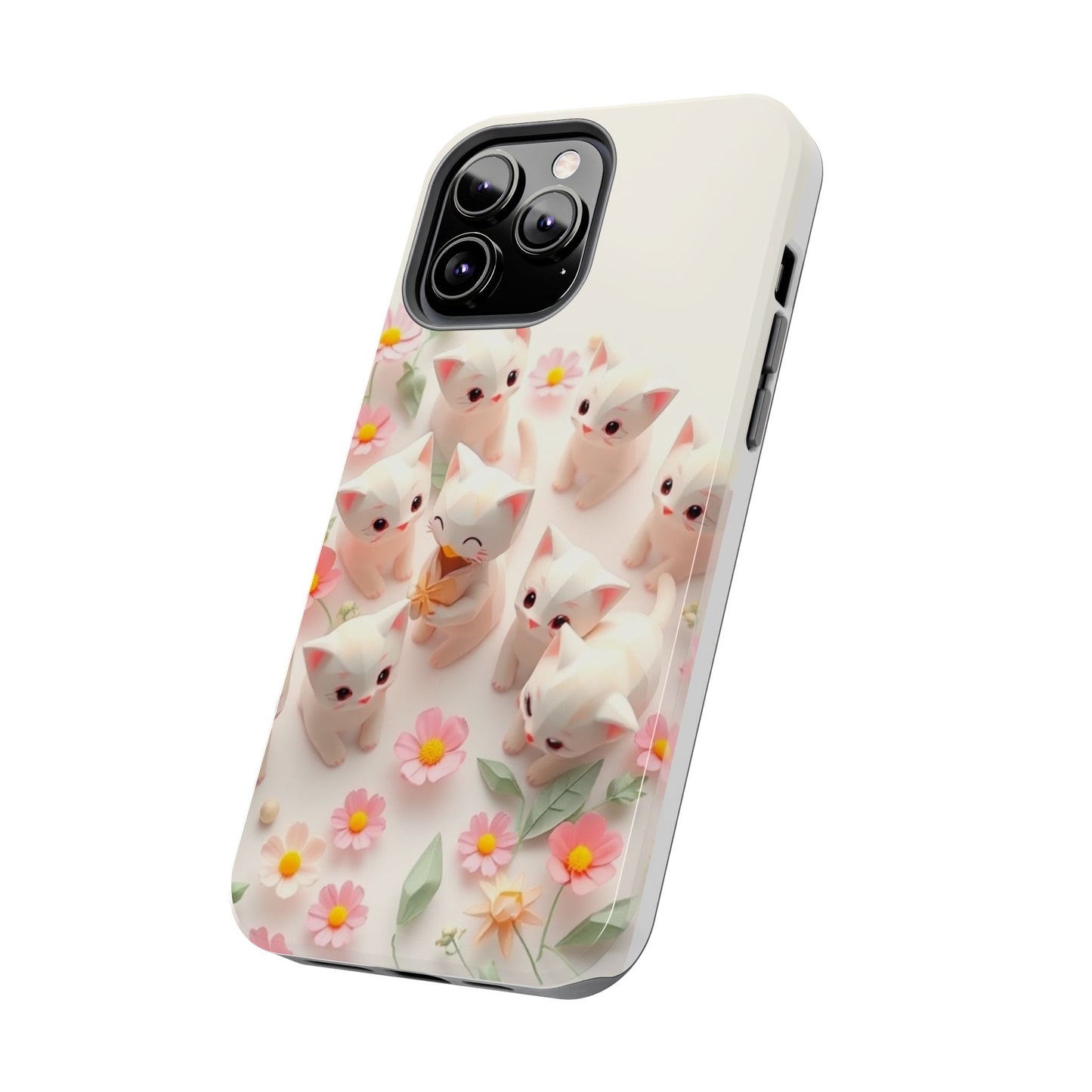 Kittens-n-Flowers Impact-Resistant Phone Case