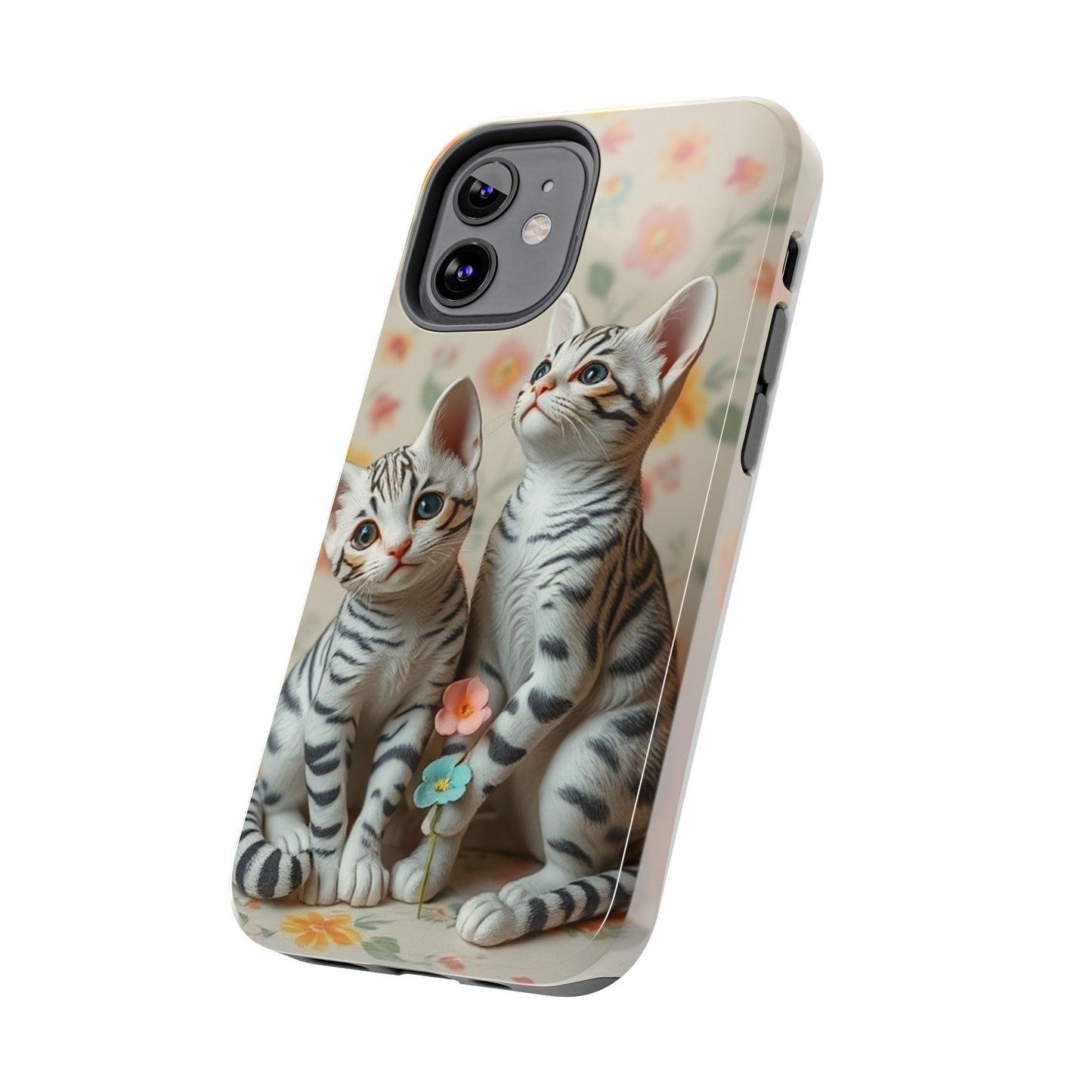 Kittens-n-Flowers Impact-Resistant Phone Case