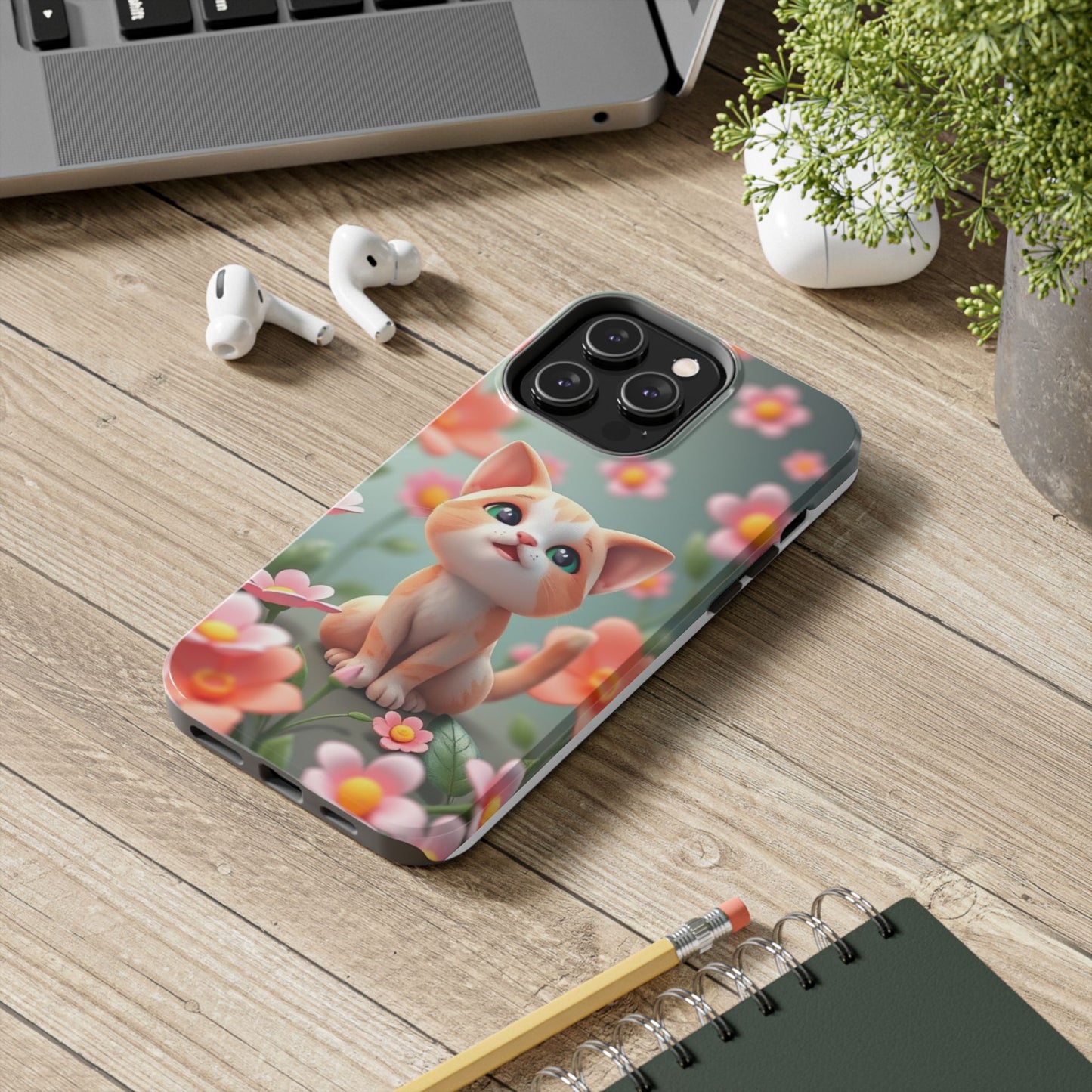 Kittens-n-Flowers Impact-Resistant Phone Case