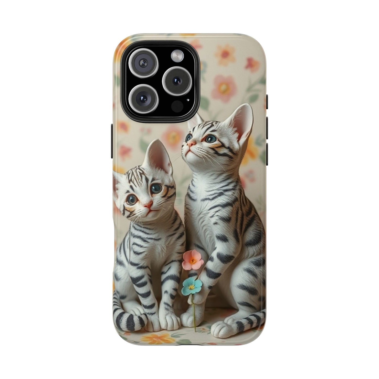 Kittens-n-Flowers Impact-Resistant Phone Case