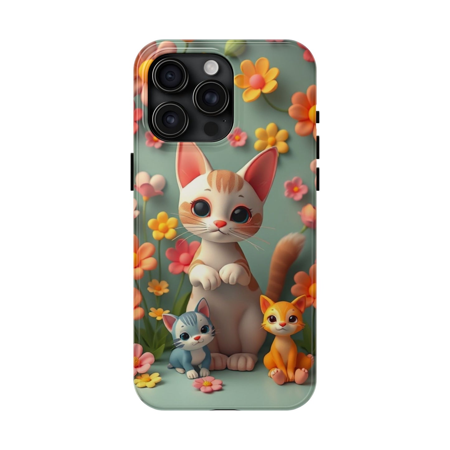 Kittens-n-Flowers Impact-Resistant Phone Case